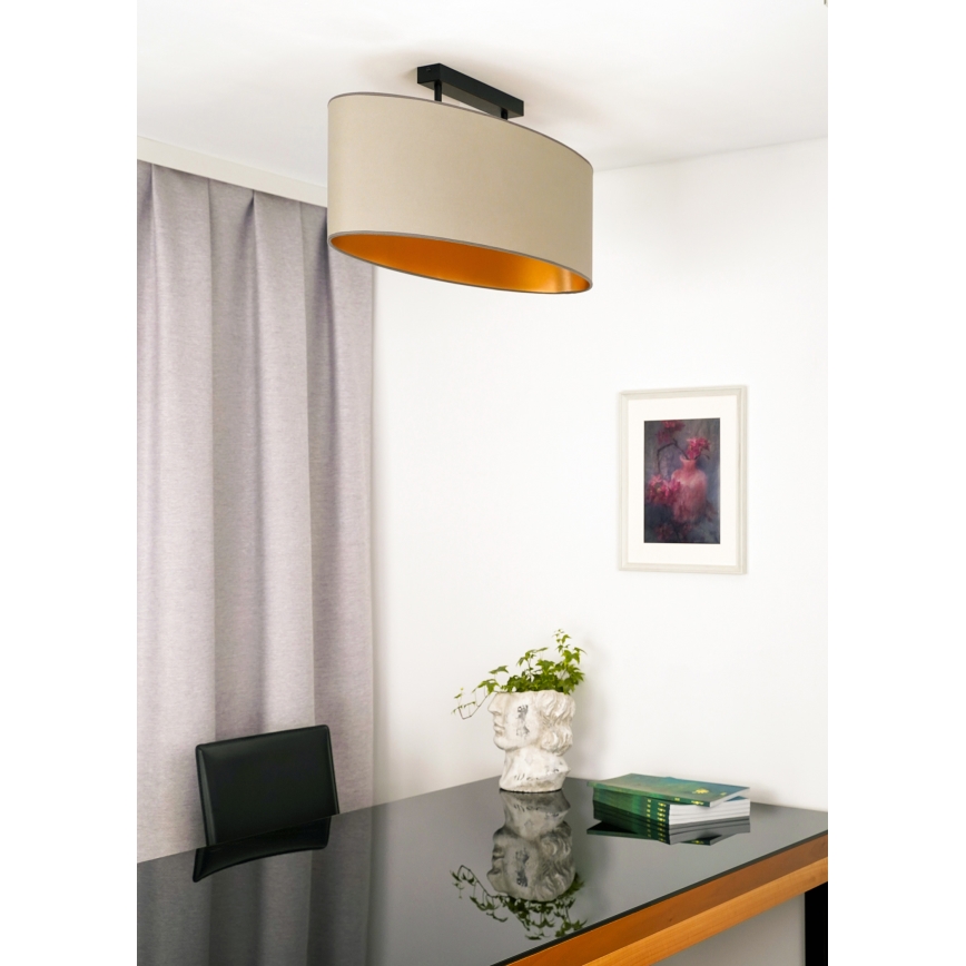 Duolla - Candeeiro integrado OVAL VEGAN 2xE27/15W/230V bege