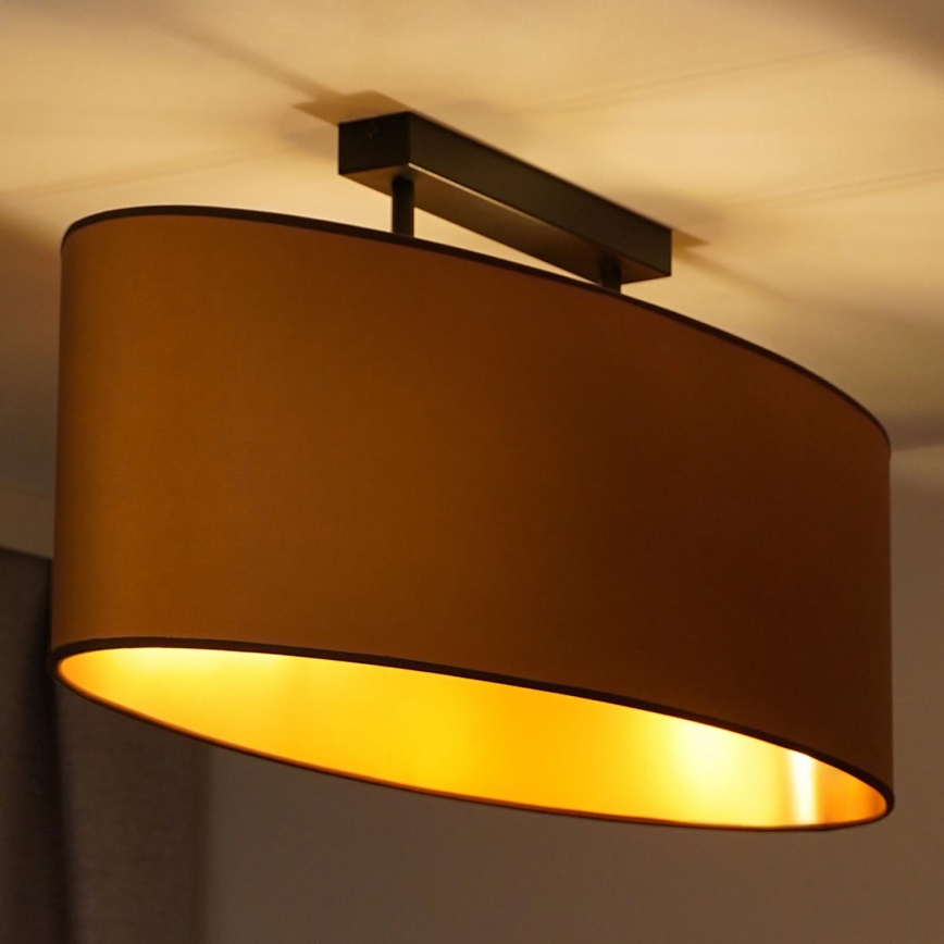 Duolla - Candeeiro integrado OVAL VEGAN 2xE27/15W/230V castanho