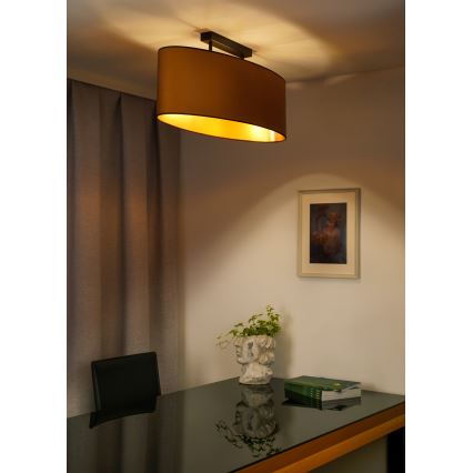 Duolla - Candeeiro integrado OVAL VEGAN 2xE27/15W/230V castanho