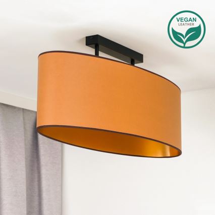 Duolla - Candeeiro integrado OVAL VEGAN 2xE27/15W/230V castanho
