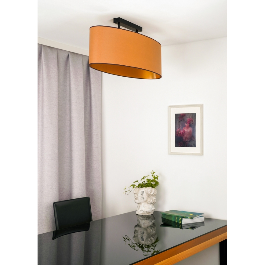 Duolla - Candeeiro integrado OVAL VEGAN 2xE27/15W/230V castanho