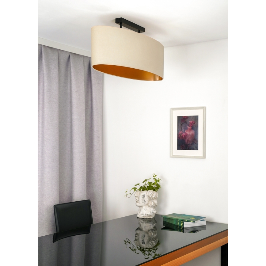 Duolla - Candeeiro integrado OVAL VEGAN 2xE27/15W/230V creme