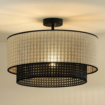 Duolla - Candeeiro integrado RATTAN YUTE 1xE27/15W/230V diâmetro 45 cm creme/preto
