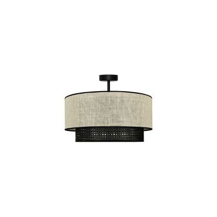 Duolla - Candeeiro integrado RATTAN YUTE 1xE27/15W/230V diâmetro 45 cm creme/preto