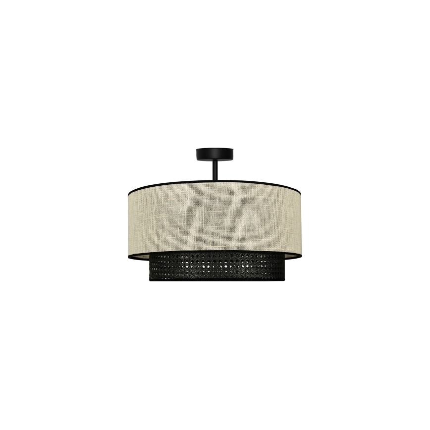 Duolla - Candeeiro integrado RATTAN YUTE 1xE27/15W/230V diâmetro 45 cm creme/preto