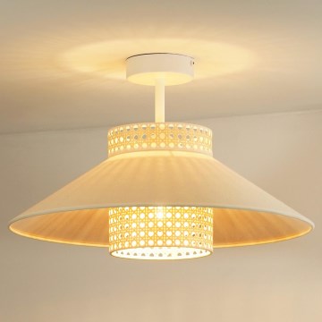 Duolla - Candeeiro integrado RIO RATTAN 1xE27/15W/230V diâmetro 45 cm bege/vime