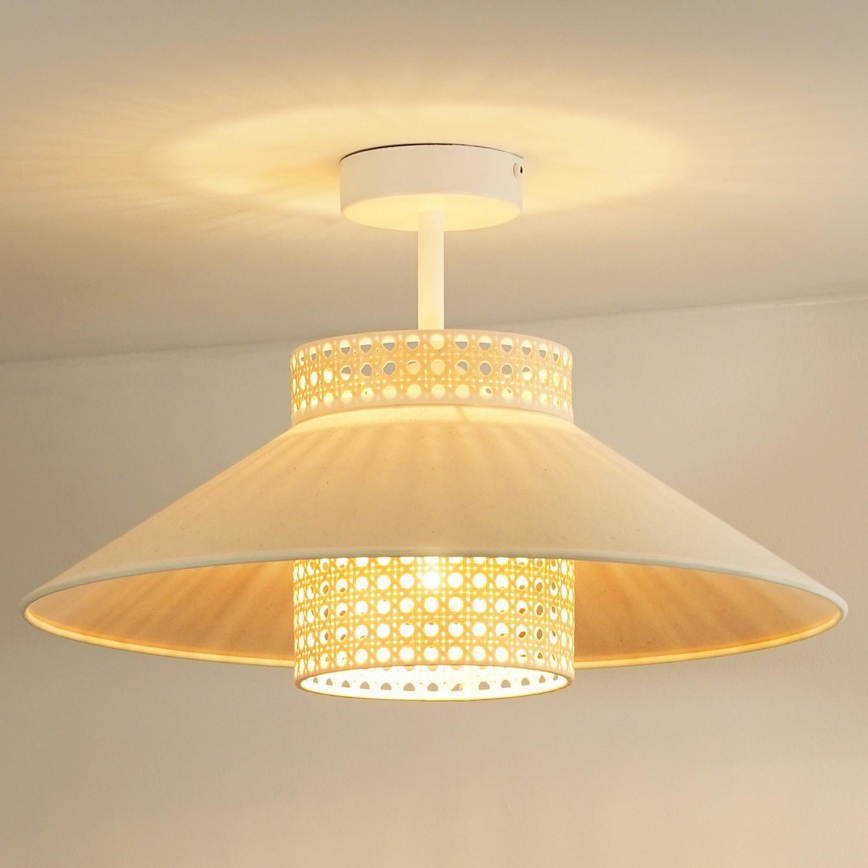 Duolla - Candeeiro integrado RIO RATTAN 1xE27/15W/230V diâmetro 45 cm bege/vime