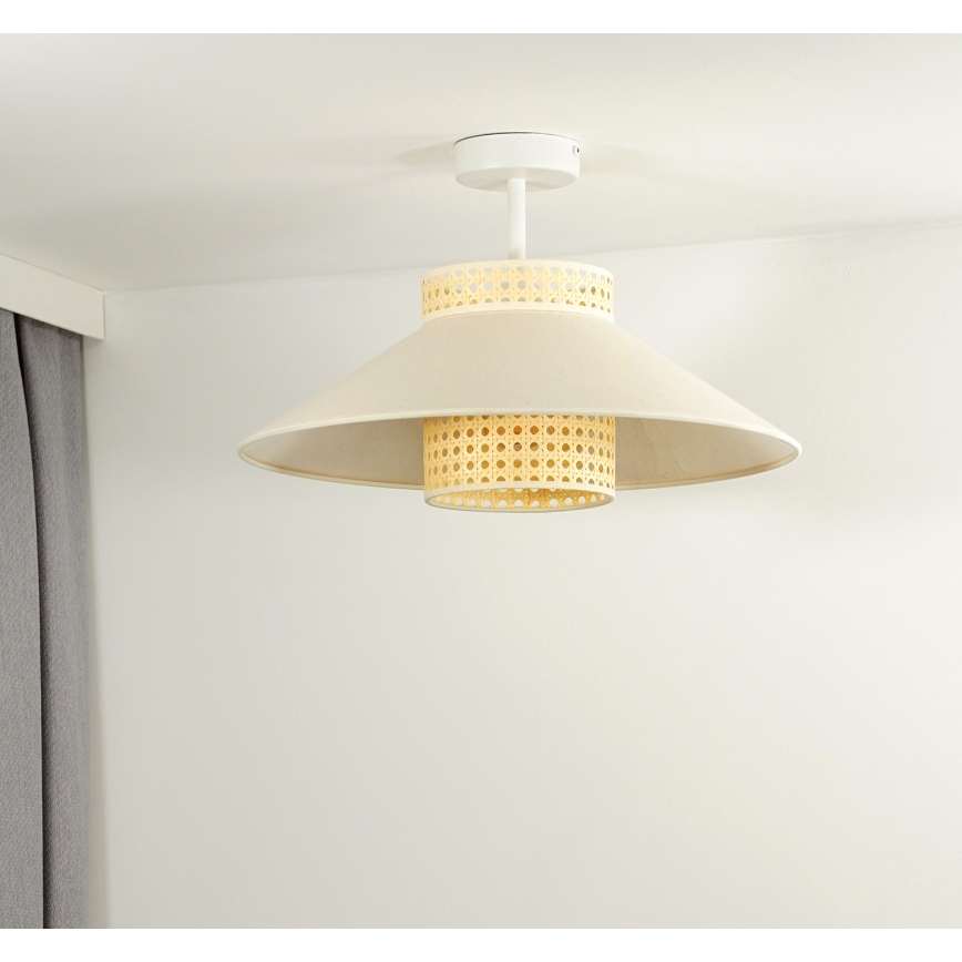 Duolla - Candeeiro integrado RIO RATTAN 1xE27/15W/230V diâmetro 45 cm bege/vime