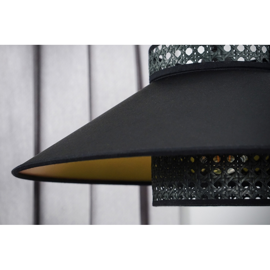 Duolla - Candeeiro integrado RIO RATTAN 1xE27/15W/230V diâmetro 45 cm preto/dourado