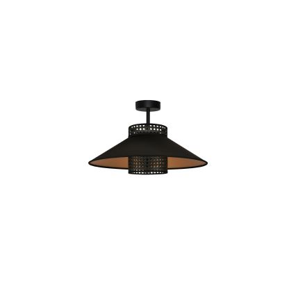 Duolla - Candeeiro integrado RIO RATTAN 1xE27/15W/230V diâmetro 45 cm preto/dourado