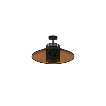 Duolla - Candeeiro integrado RIO RATTAN 1xE27/15W/230V diâmetro 45 cm preto/dourado