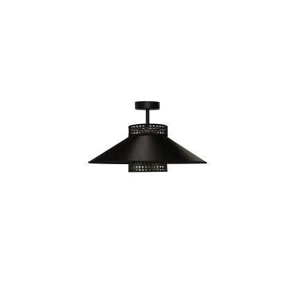 Duolla - Candeeiro integrado RIO RATTAN 1xE27/15W/230V diâmetro 45 cm preto/dourado