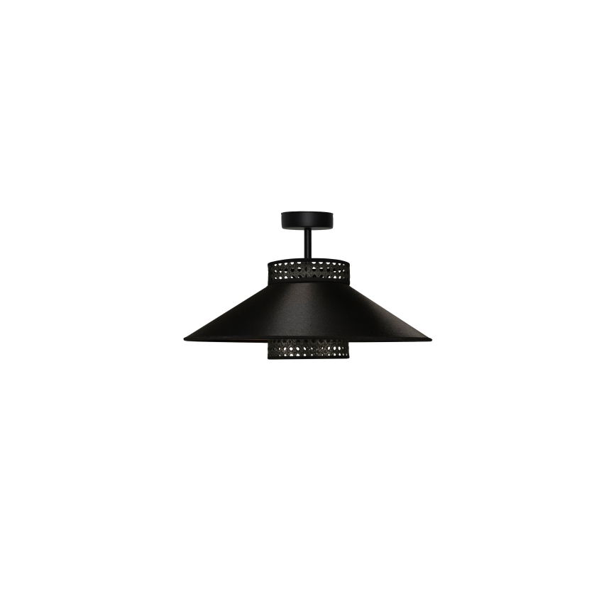 Duolla - Candeeiro integrado RIO RATTAN 1xE27/15W/230V diâmetro 45 cm preto/dourado