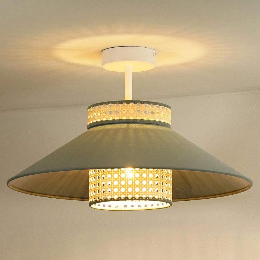 Duolla - Candeeiro integrado RIO RATTAN 1xE27/15W/230V diâmetro 45 cm verde/vime