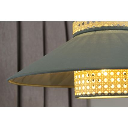 Duolla - Candeeiro integrado RIO RATTAN 1xE27/15W/230V diâmetro 45 cm verde/vime