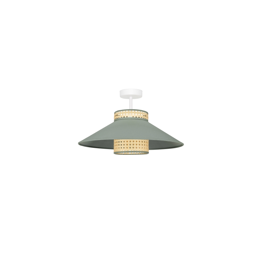 Duolla - Candeeiro integrado RIO RATTAN 1xE27/15W/230V diâmetro 45 cm verde/vime