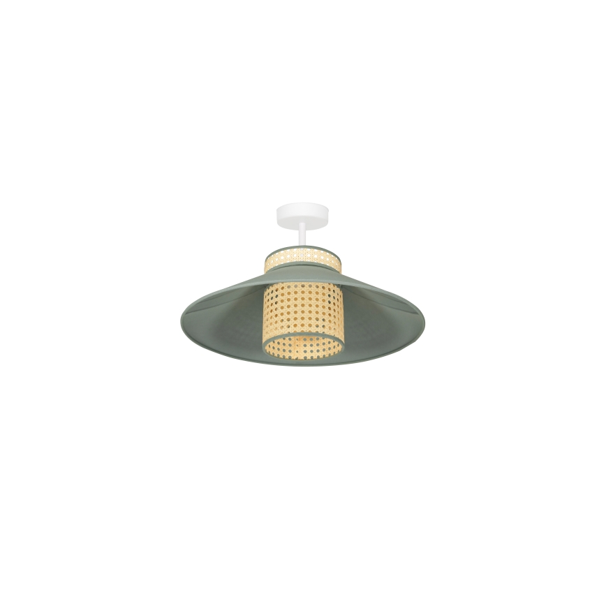 Duolla - Candeeiro integrado RIO RATTAN 1xE27/15W/230V diâmetro 45 cm verde/vime