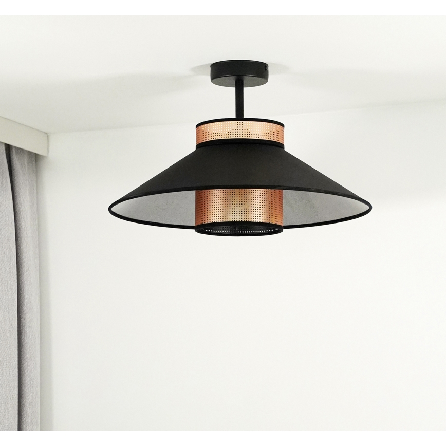 Duolla - Candeeiro integrado RIO SHINY 1xE27/15W/230V diâmetro 45 cm preto/cobre