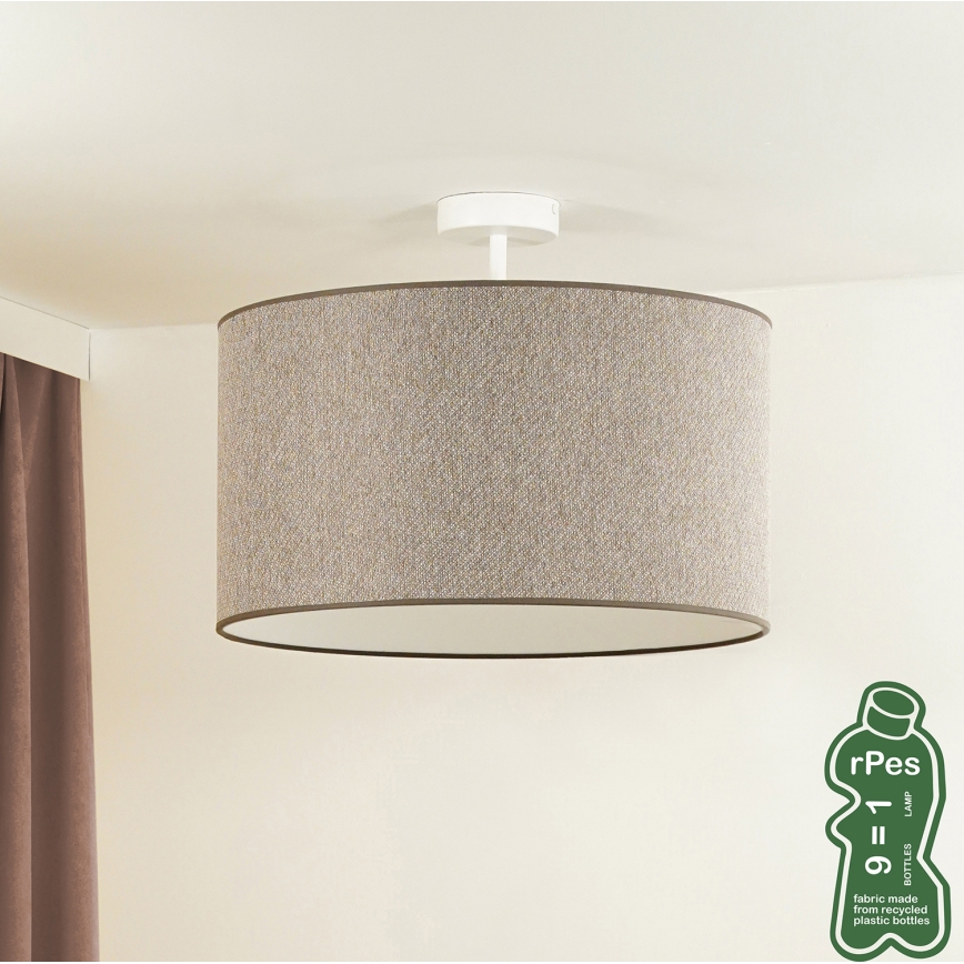 Duolla - Candeeiro integrado ROLLER ECO RECYCLING 1xE27/15W/230V diâmetro 45 cm castanho
