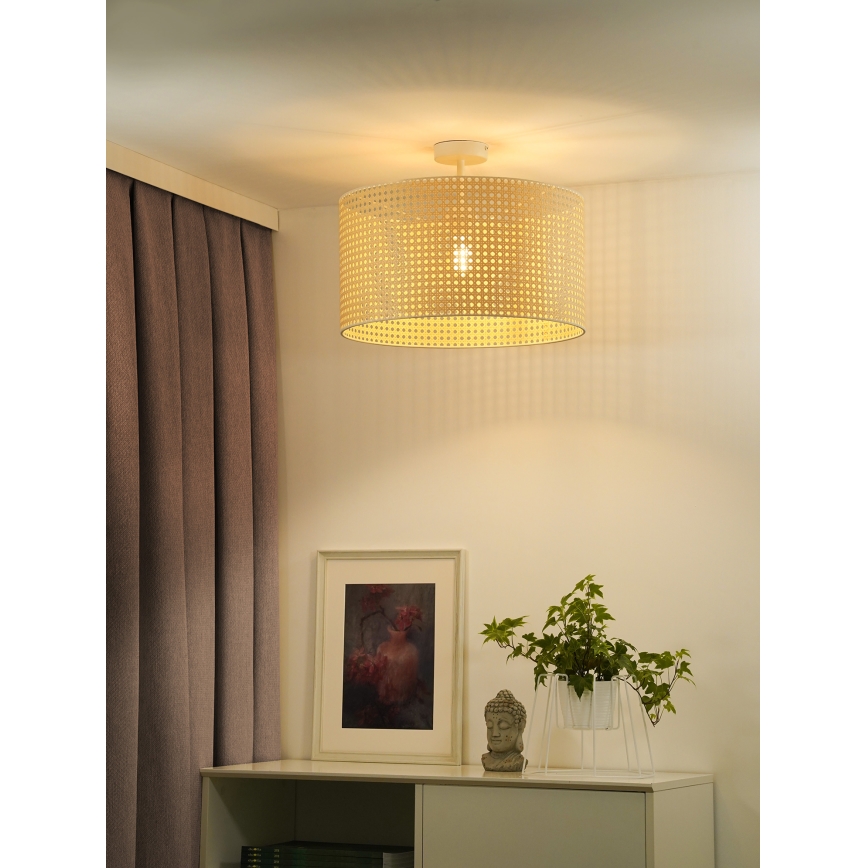 Duolla - Candeeiro integrado ROLLER RATTAN 1xE27/15W/230V diâmetro 45 cm bege