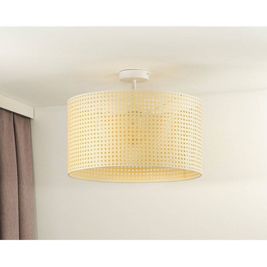 Duolla - Candeeiro integrado ROLLER RATTAN 1xE27/15W/230V diâmetro 45 cm bege
