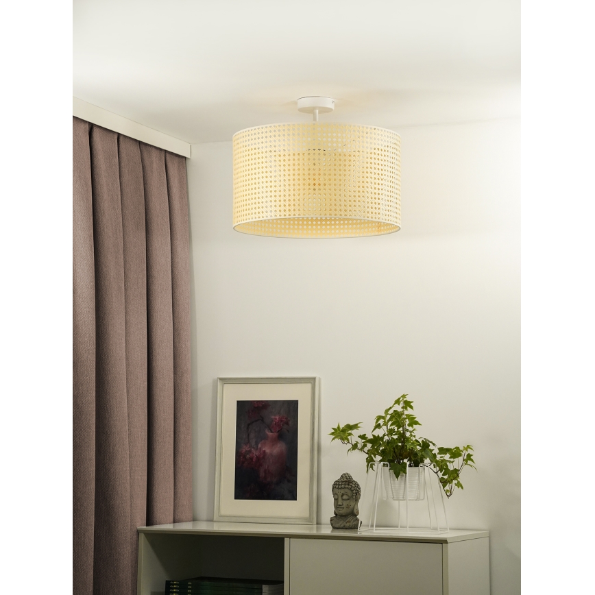 Duolla - Candeeiro integrado ROLLER RATTAN 1xE27/15W/230V diâmetro 45 cm bege