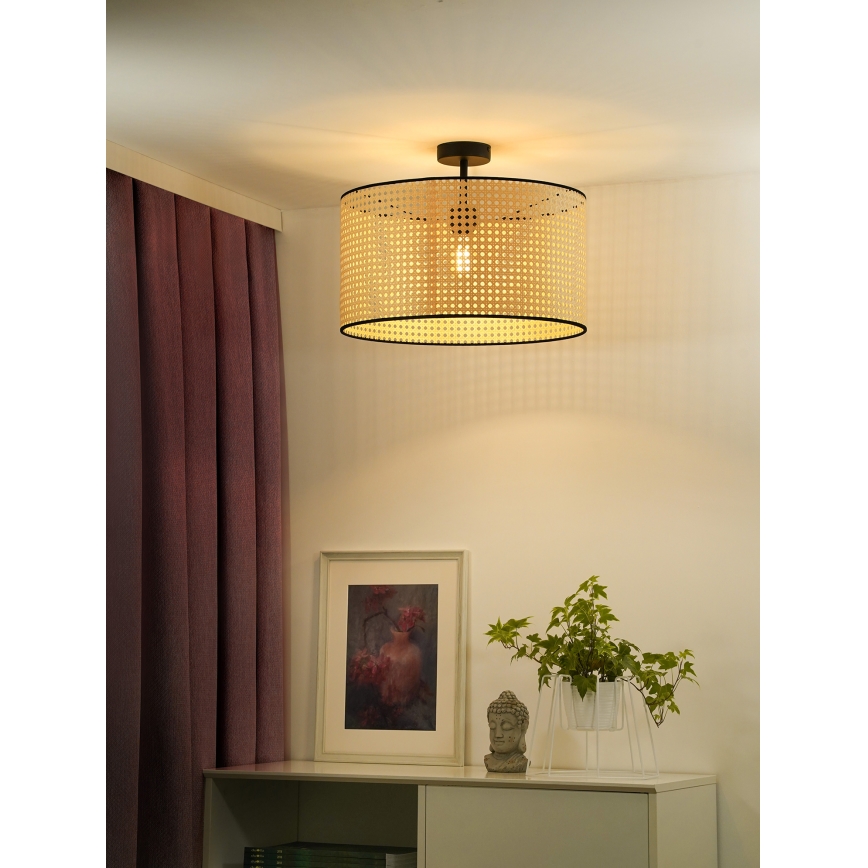 Duolla - Candeeiro integrado ROLLER RATTAN 1xE27/15W/230V diâmetro 45 cm bege/preto