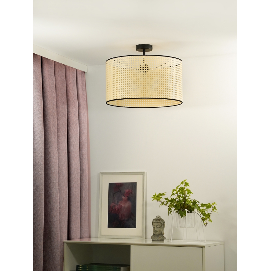 Duolla - Candeeiro integrado ROLLER RATTAN 1xE27/15W/230V diâmetro 45 cm bege/preto