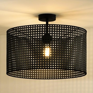 Duolla - Candeeiro integrado ROLLER RATTAN 1xE27/15W/230V diâmetro 45 cm preto