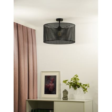 Duolla - Candeeiro integrado ROLLER RATTAN 1xE27/15W/230V diâmetro 45 cm preto