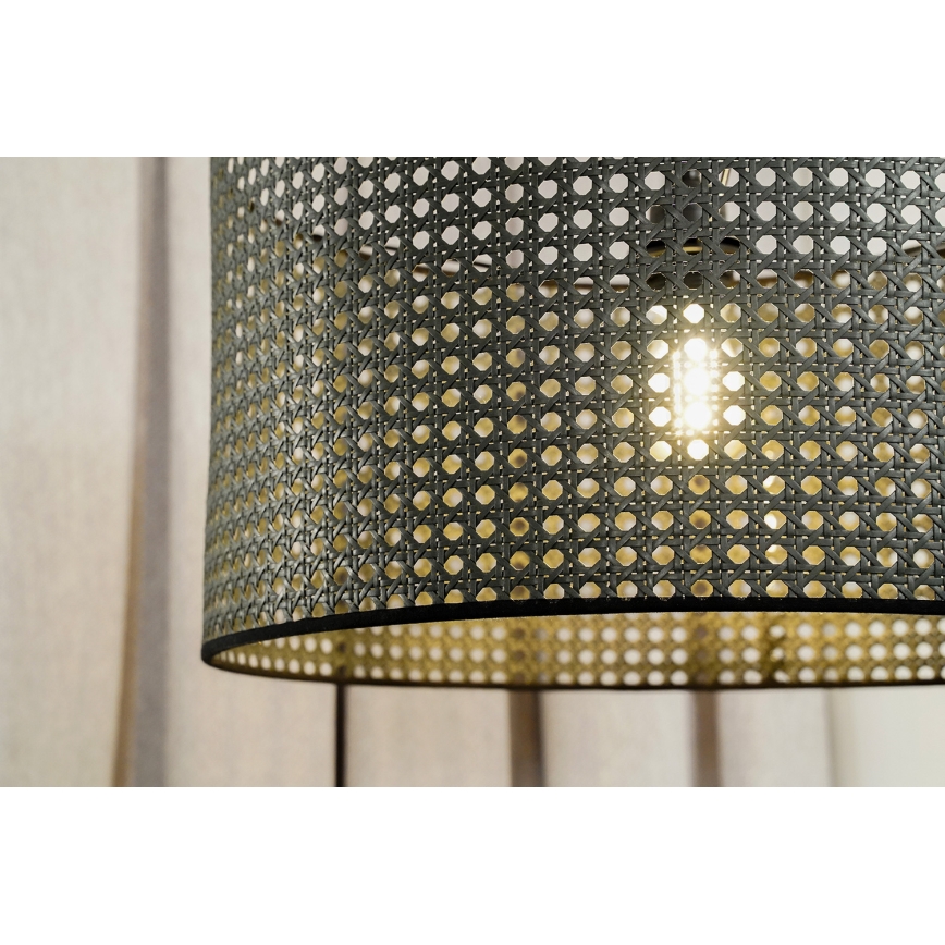 Duolla - Candeeiro integrado ROLLER RATTAN 1xE27/15W/230V diâmetro 45 cm preto