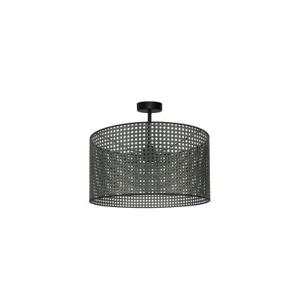Duolla - Candeeiro integrado ROLLER RATTAN 1xE27/15W/230V diâmetro 45 cm preto