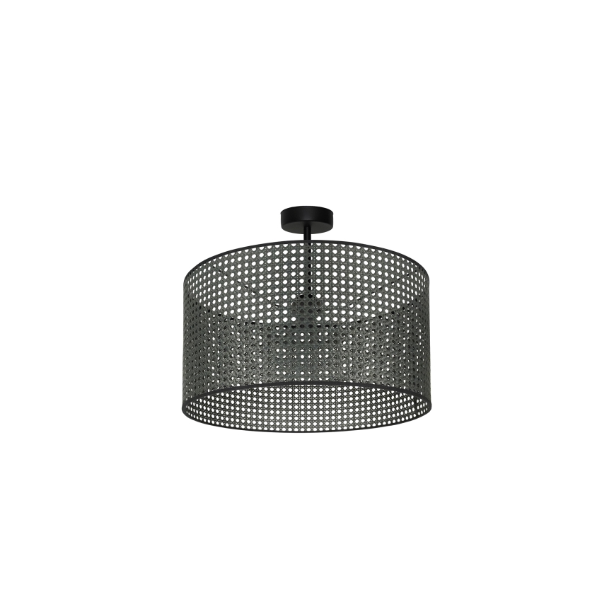 Duolla - Candeeiro integrado ROLLER RATTAN 1xE27/15W/230V diâmetro 45 cm preto