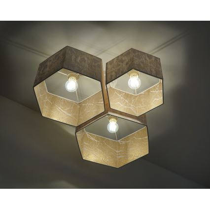 Duolla - Candeeiro integrado ROLLER TRIO HEX 3xE27/15W/230V branco/dourada