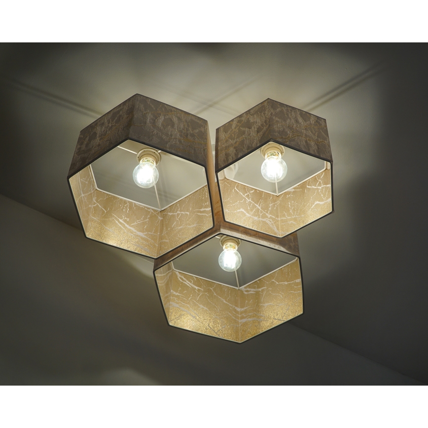 Duolla - Candeeiro integrado ROLLER TRIO HEX 3xE27/15W/230V branco/dourada