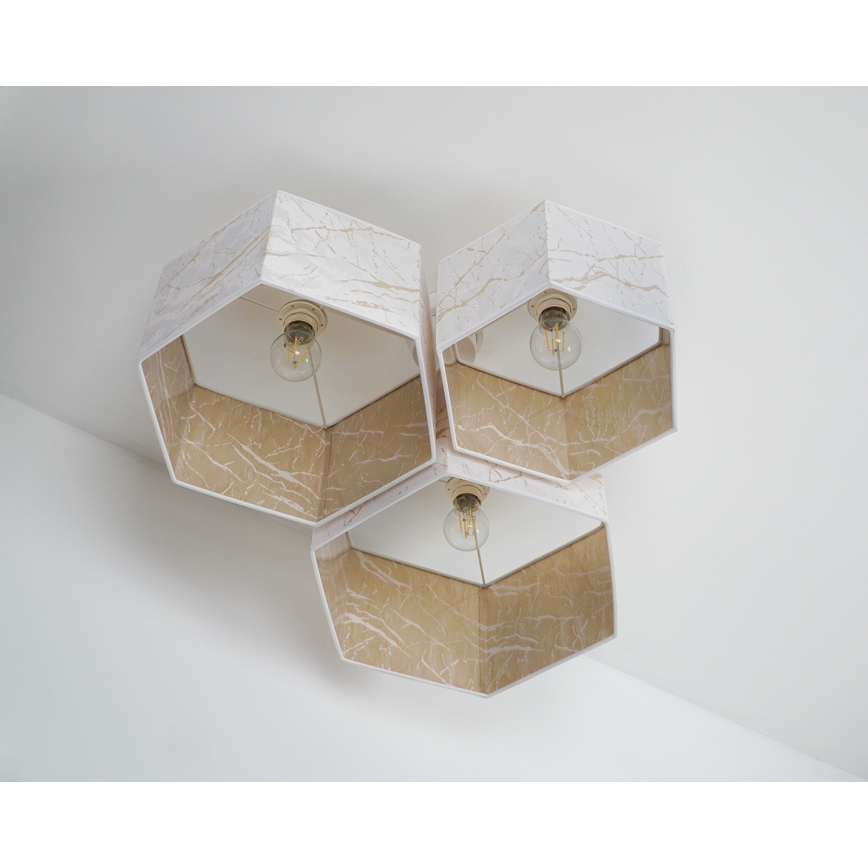 Duolla - Candeeiro integrado ROLLER TRIO HEX 3xE27/15W/230V branco/dourada