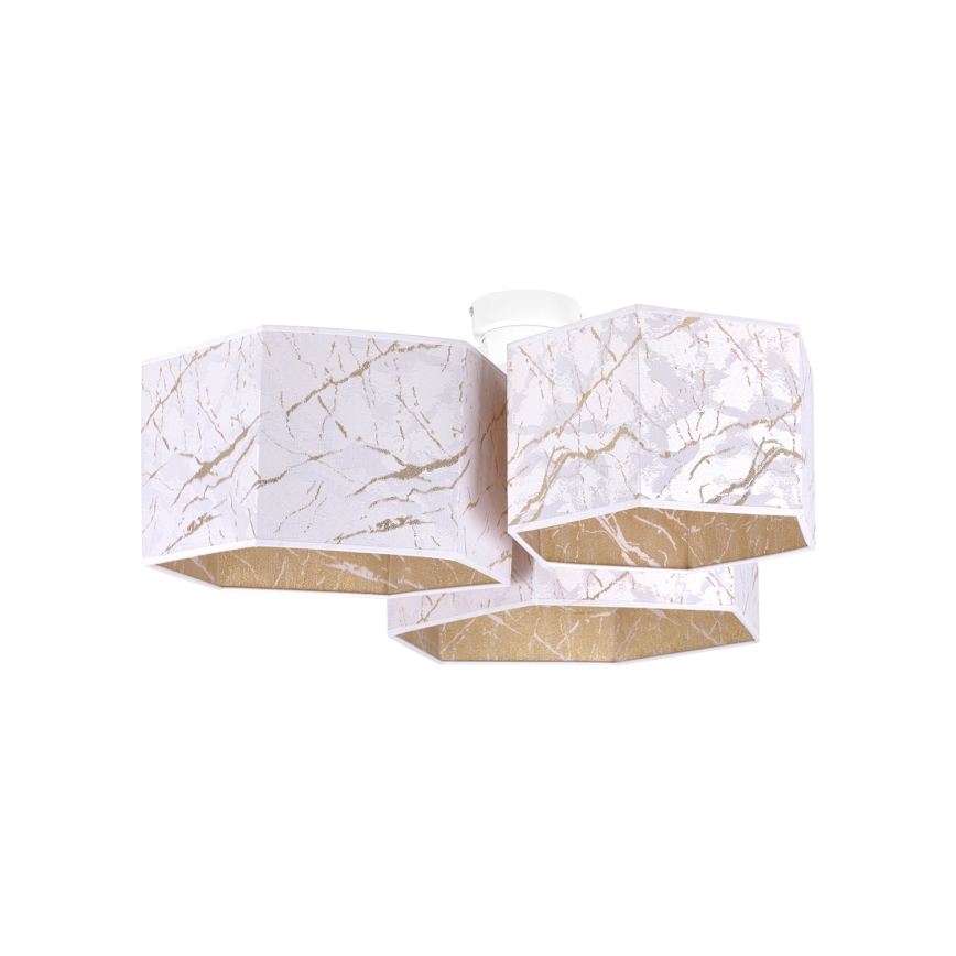 Duolla - Candeeiro integrado ROLLER TRIO HEX 3xE27/15W/230V branco/dourada