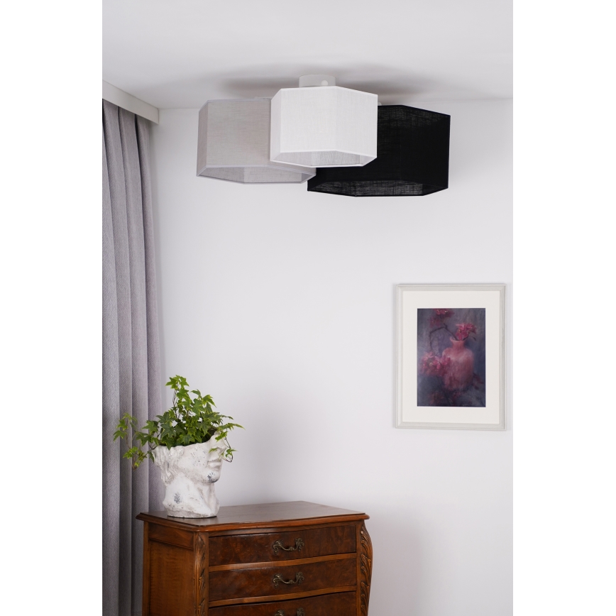 Duolla - Candeeiro integrado ROLLER TRIO HEX 3xE27/15W/230V preto/cinzento/branco