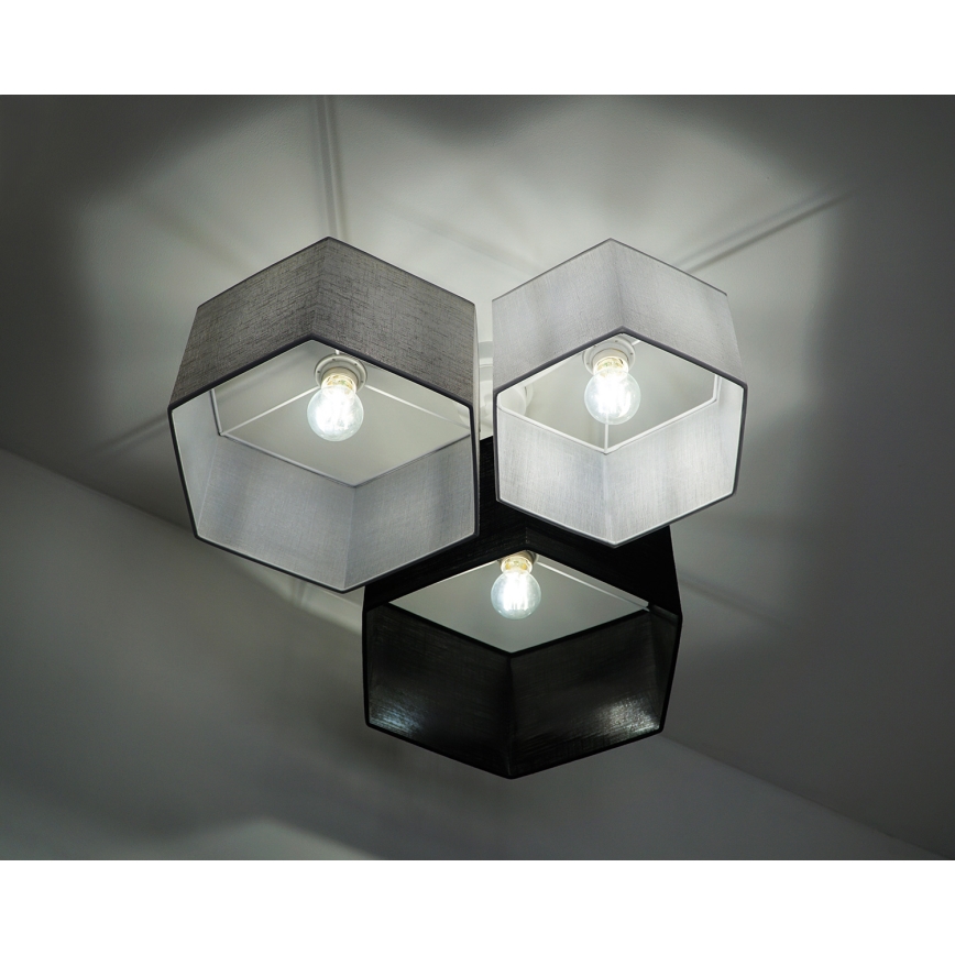 Duolla - Candeeiro integrado ROLLER TRIO HEX 3xE27/15W/230V preto/cinzento/branco