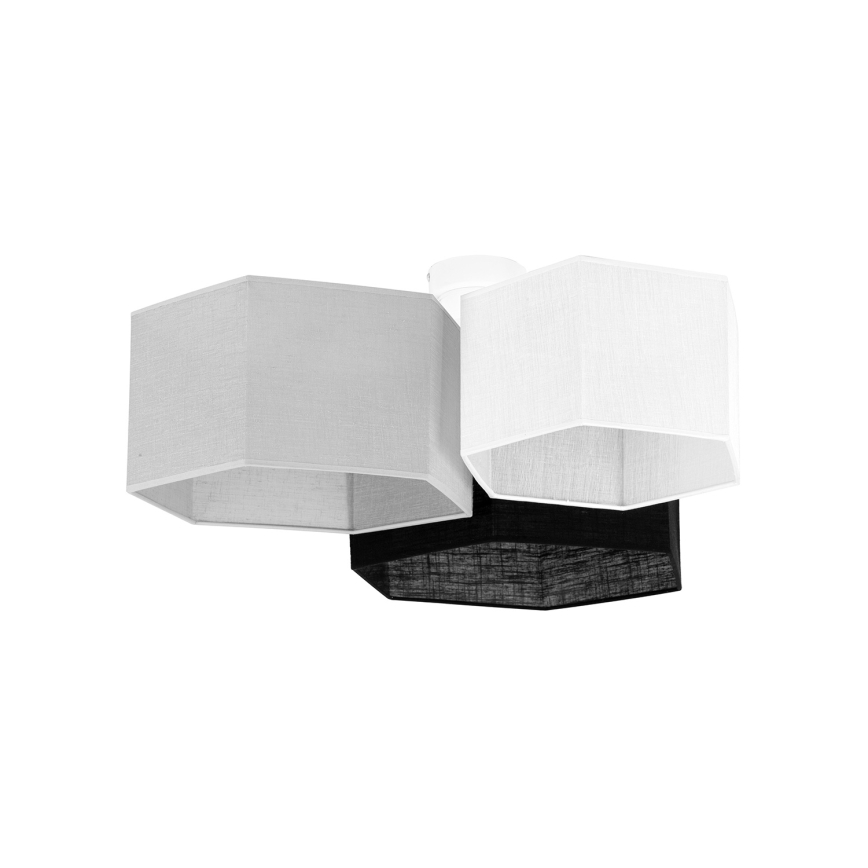Duolla - Candeeiro integrado ROLLER TRIO HEX 3xE27/15W/230V preto/cinzento/branco