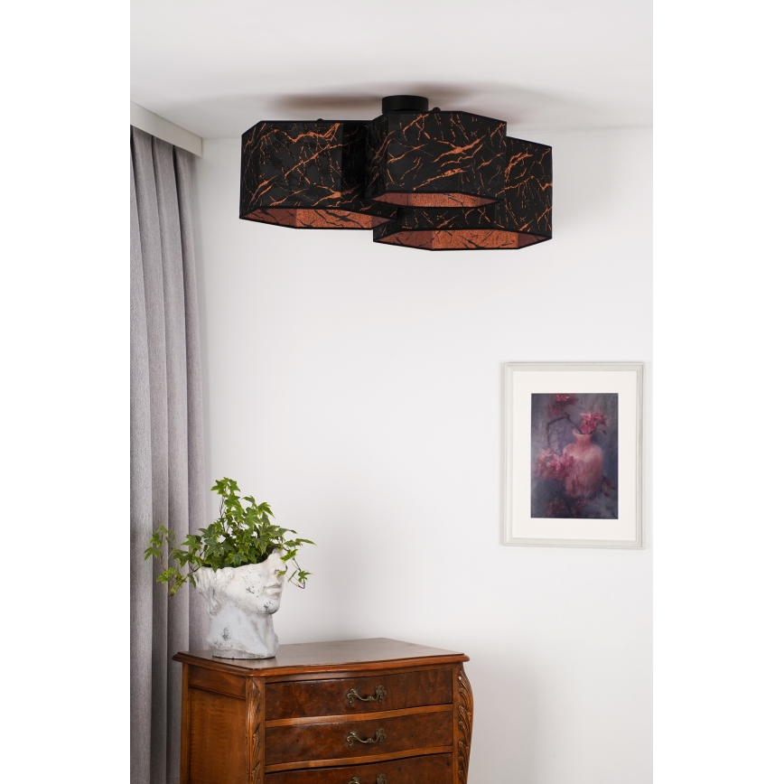 Duolla - Candeeiro integrado ROLLER TRIO HEX 3xE27/15W/230V preto/cobre