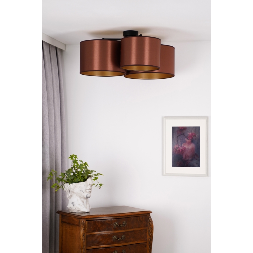 Duolla - Candeeiro integrado ROLLER TRIO SHINY 3xE27/15W/230V cobre/dourada