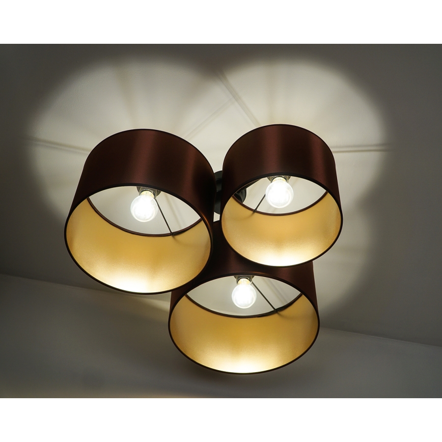Duolla - Candeeiro integrado ROLLER TRIO SHINY 3xE27/15W/230V cobre/dourada