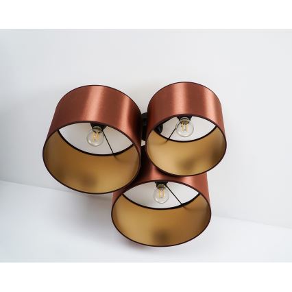 Duolla - Candeeiro integrado ROLLER TRIO SHINY 3xE27/15W/230V cobre/dourada