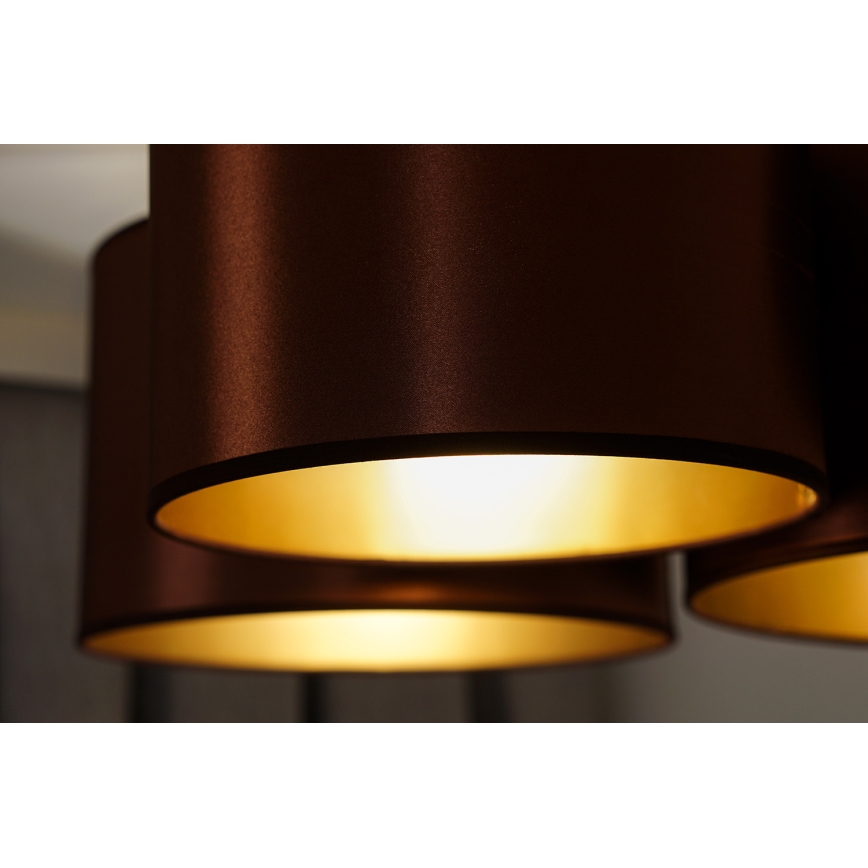Duolla - Candeeiro integrado ROLLER TRIO SHINY 3xE27/15W/230V cobre/dourada