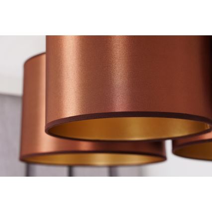 Duolla - Candeeiro integrado ROLLER TRIO SHINY 3xE27/15W/230V cobre/dourada