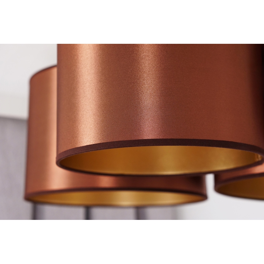 Duolla - Candeeiro integrado ROLLER TRIO SHINY 3xE27/15W/230V cobre/dourada