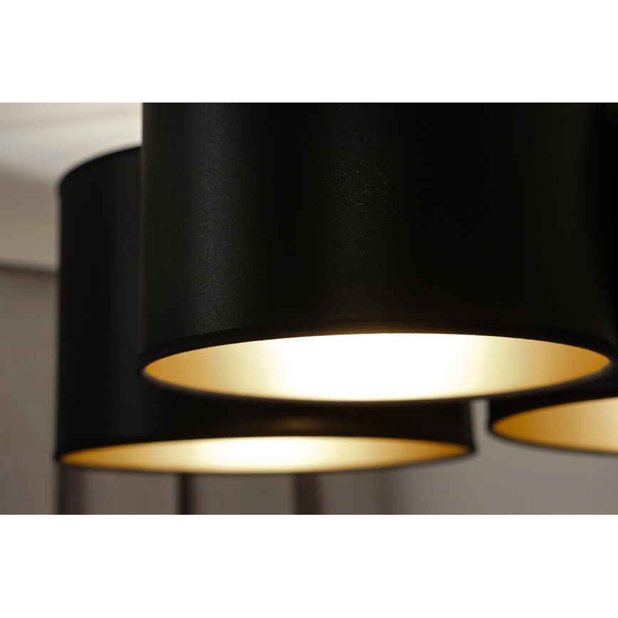 Duolla - Candeeiro integrado ROLLER TRIO SHINY 3xE27/15W/230V preto/dourada