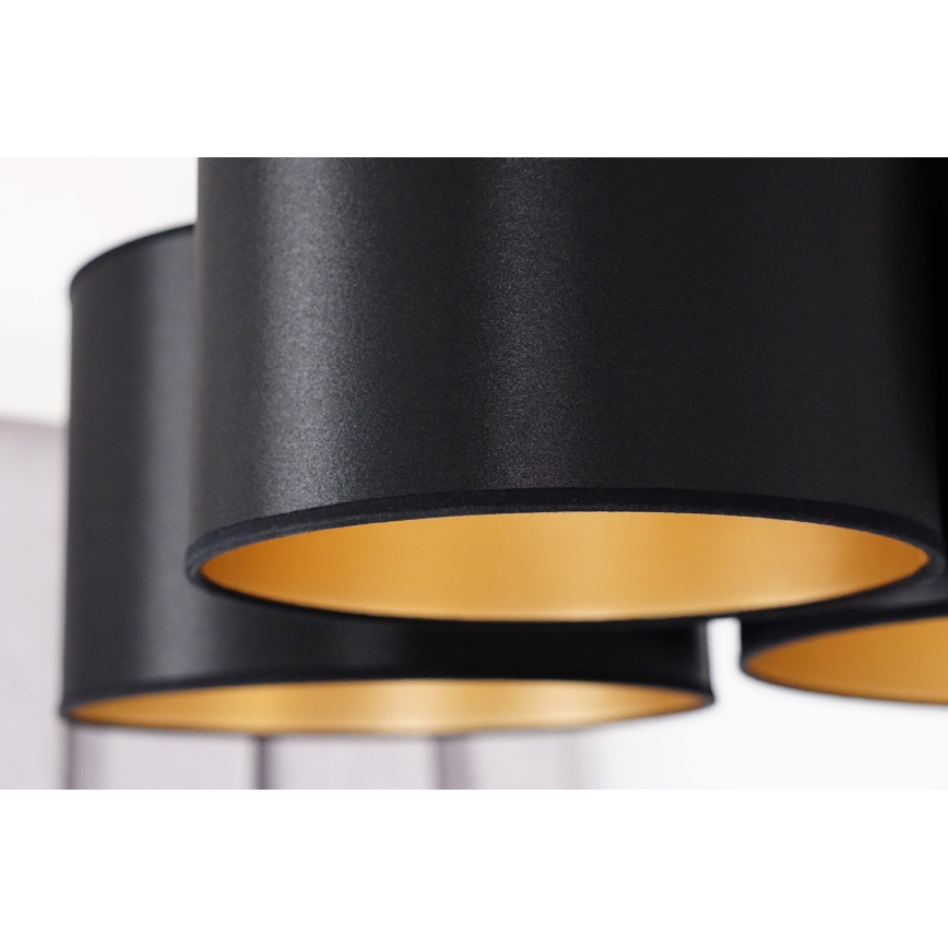 Duolla - Candeeiro integrado ROLLER TRIO SHINY 3xE27/15W/230V preto/dourada