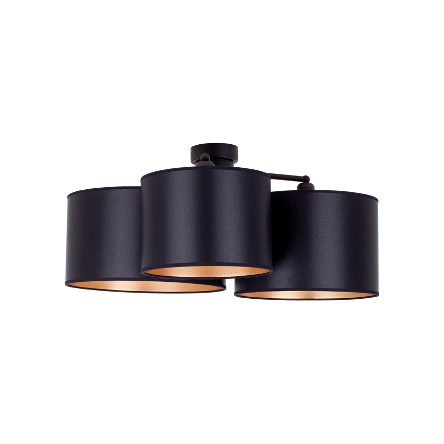 Duolla - Candeeiro integrado ROLLER TRIO SHINY 3xE27/15W/230V preto/dourada